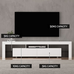 Artiss TV Cabinet Entertainment Unit Stand RGB LED Gloss Furniture 200cm White
