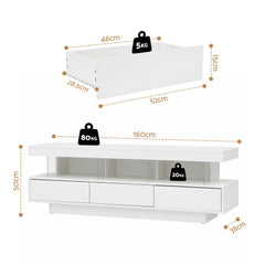 Artiss TV Unit LED 160CM Storage Drawer White