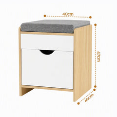Artiss Storage Ottoman with Drawer 100kg Capacity Footrest Cushion Pine