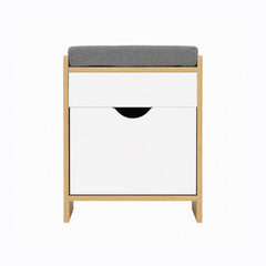 Artiss Storage Ottoman with Drawer 100kg Capacity Footrest Cushion Pine