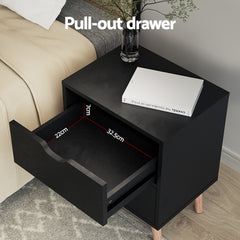 Artiss Bedside Table 2 Drawers - BODEN Black