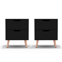 Artiss 2 x Bedside Table 2 Drawers - BODEN Black
