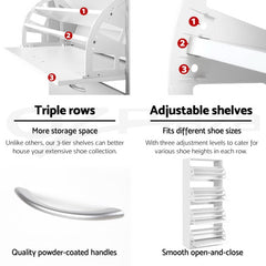 Artiss 2x Shoe Cabinet Storage Organiser 4 Flip Drawer White