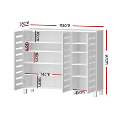 Artiss Shoe Rack Cabinet 30 Pairs Adjustable Shelf White