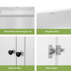 Artiss Wardrobe Clothes Closet Storage Organizer with 2 Doors White