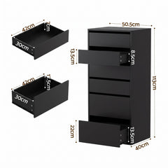 Artiss 2x Chest of 6 Drawers Dresser Tallboy Black