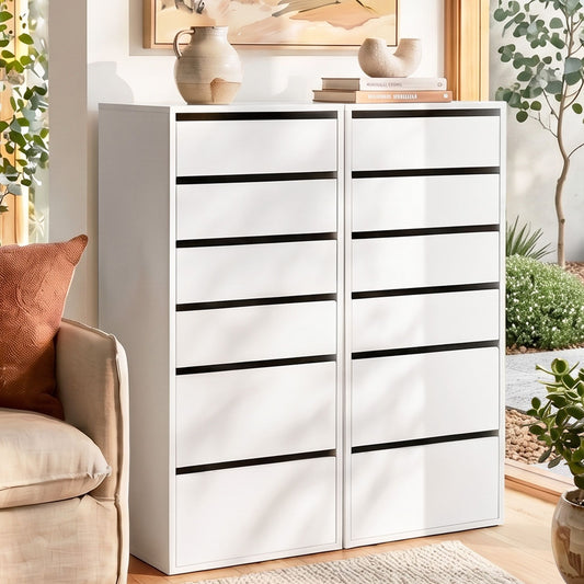 Artiss 2x Chest of 6 Drawers Dresser Tallboy White
