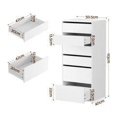 Artiss 2x Chest of 6 Drawers Dresser Tallboy White