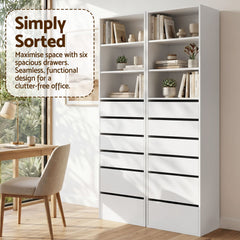 Artiss 2x Chest of 6 Drawers Tallboy Cabinet Adjustable Shelf White