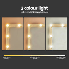 Artiss Dressing Table Vanity Desk Set Stool 12 Led Bulbs Wood