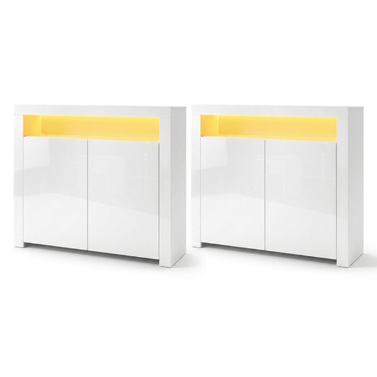 Artiss 2x Buffet Sideboard Cabinet LED Cupboard High-Gloss Storage Pantry ARNO