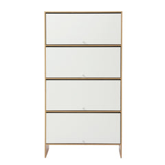 Artiss Narrow Shoe Cabinet Adjustable Shelves Flip-up Door White & Pine