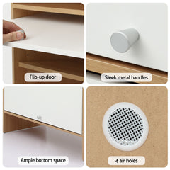 Artiss Narrow Shoe Cabinet Adjustable Shelves Flip-up Door White & Pine
