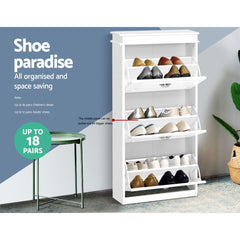 Artiss 2x Shoe Cabinet Storage Organiser 3 Flip Drawer White
