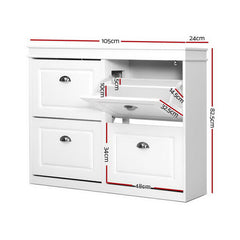 Artiss Shoe Rack Cabinet 16 Pairs 4-tier White Paul
