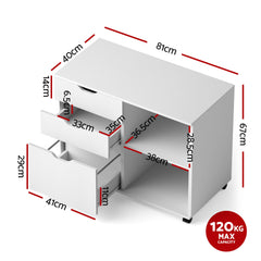 Artiss 3 Drawer Mobile Filing Cabinet Printer Stand Cabinet Home Office Storage White
