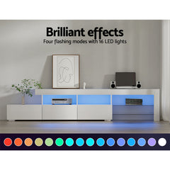 Artiss Entertainment Unit TV Cabinet LED 215cm White Caya