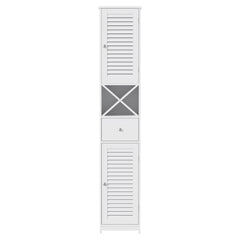 Artiss Bathroom Storage Cabinet 170cm Tall Slim Organiser Toilet Corner Adjustable Shelf Louver Door White