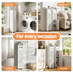 Artiss Bathroom Storage Cabinet 3-Tier Slim Toilet Paper Holder Organizer White