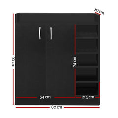 Artiss Shoe Rack Cabinet 21 Pairs Adjustable Shelves Black Clair