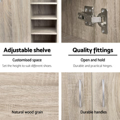 Artiss Shoe Rack Cabinet 21 Pairs Adjustable Shelves Pine Clair