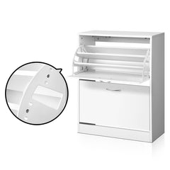 Artiss Shoe Rack Cabinet Adjustable Shelves 24 Pairs White Iris