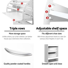 Artiss Shoe Rack Cabinet Adjustable Shelves 24 Pairs White Iris