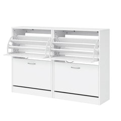 Artiss 2x Shoe Cabinet Storage Organiser 2 Flip Drawer White