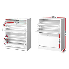 Artiss 2x Shoe Cabinet Storage Organiser 2 Flip Drawer White