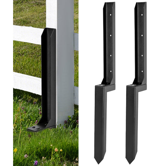 2 Pack Fence Post Repair Kit Heavy Duty Fence Posts Anchor 80cm Long Thickened Ground Stakes for Fix Tilted Broken Wood Fence or Mailbox Support Black
