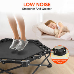 Foldable Fitness Rebounder Mini Elastic Quiet Trampoline 107x91cm with 3-Level Adjustable Handle Non-Slip Home Bouncer Cardio Training Max Load 330lbs