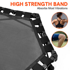 Foldable Fitness Rebounder Mini Elastic Quiet Trampoline 107x91cm with 3-Level Adjustable Handle Non-Slip Home Bouncer Cardio Training Max Load 330lbs
