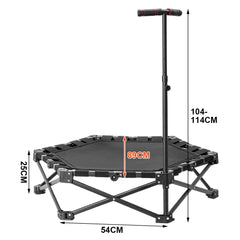 Foldable Fitness Rebounder Mini Elastic Quiet Trampoline 107x91cm with 3-Level Adjustable Handle Non-Slip Home Bouncer Cardio Training Max Load 330lbs