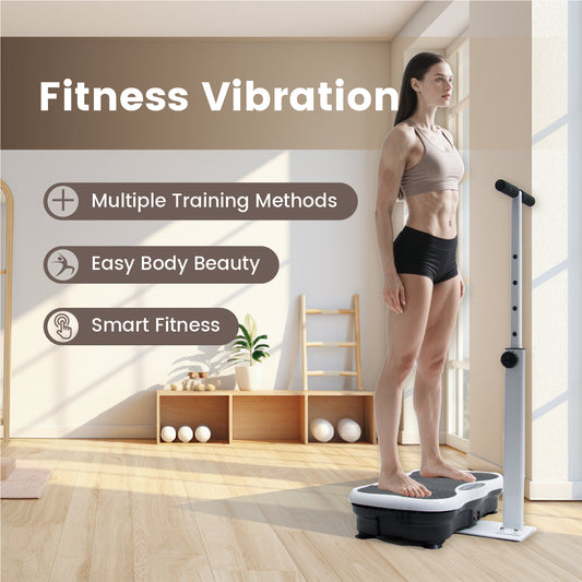 Vibration Plate Exercise Machine Lymphatic Drainage Machine with Adjustable Handrails and Resistance Bands for Weight Loss Fitness Platform Max Load 150kg