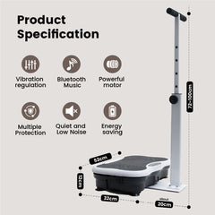 Vibration Plate Exercise Machine Lymphatic Drainage Machine with Adjustable Handrails and Resistance Bands for Weight Loss Fitness Platform Max Load 150kg