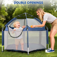 Foldable Playpen Lightweight Pop up Playpen Safe and Sun protection with UV Canopy and Travel Bag for Baby Pet Indoor Outdoor Activities Yard Beach Travel