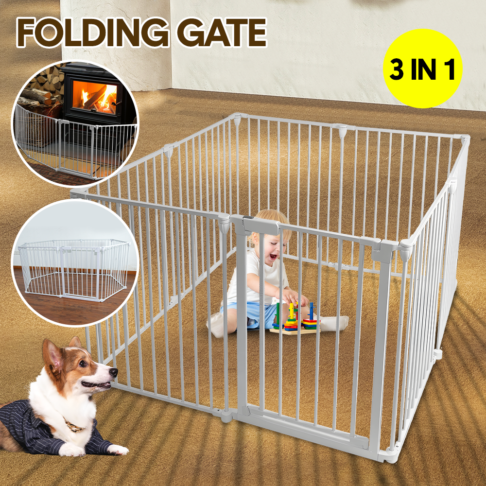 Foldable Pet Dog Safety Gate Fence Enclosure Playpen Play Pen 8pcs Panel Yarra Supply