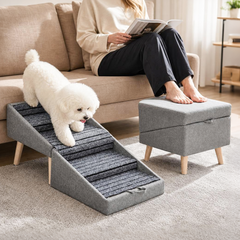 Convertible Pet Steps Split Ottoman 40cm High 4-Step Dog Stairs for Couch Bed With Non-Slip Surface for Small Dogs Cats Injured and Elderly Pets Max Load 60kg