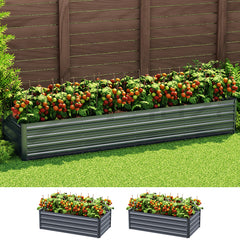 Green Fingers 2-in-1 Raised Garden Bed Kit 45cm Professional Depth Ergonomic 240cm Large Metal Planter Box | Easier Access Veggie Patch | Rust-Proof Galvanised Steel with Safe Rounded Corners & Gloves
