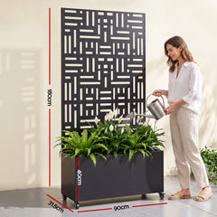 Green Fingers Mobile Planter Box Garden Bed with Trellis Privacy Screen & Lockable Wheels for Climbing Plants