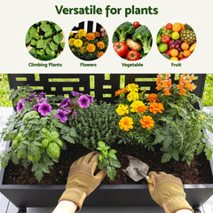 Green Fingers Mobile Planter Box Garden Bed with Trellis Privacy Screen & Lockable Wheels for Climbing Plants