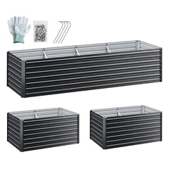 Green Fingers 2-in-1 Raised Garden Bed Kit, 320cm/160cm| 77cm Extra Deep Ergonomic Planter Box | Protect Your Back | Galvanised Steel Vegetable Flower Pot for Outdoor Garden | Includes Gloves & Pegs