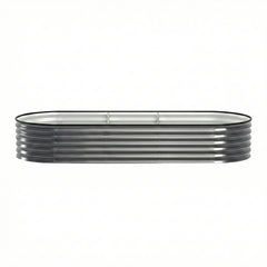 Green Fingers 4 Pcs Raised Garden Bed Kit Oval Galvanized Steel Planter Boxes 240x80x42cm, Heavy Duty Metal Elevated Garden Bed for Vegetables Flowers Herbs, with Safety Edging, Gloves & Pegs Included