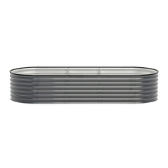 Green Fingers 3 Pcs Raised Garden Bed Kit Oval Galvanized Steel Planter Boxes 240x80x56cm, Heavy Duty Metal Elevated Garden Bed for Vegetables Flowers Herbs, with Safety Edging, Gloves & Pegs Included