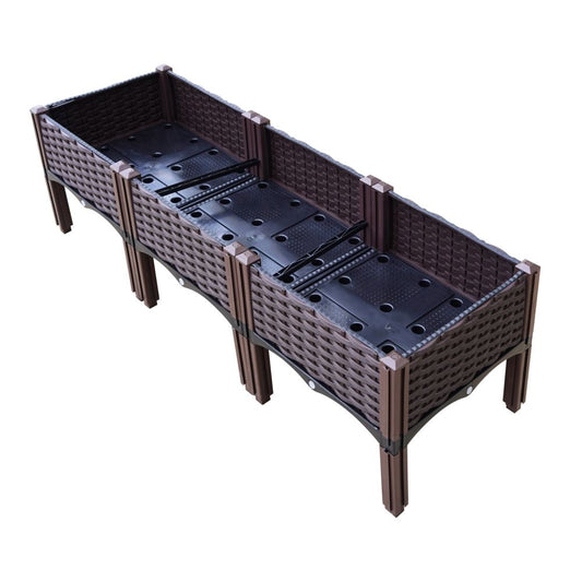 Green Fingers Garden Bed 120x40x36cm PP Planter Box Raised Container Growing Herb
