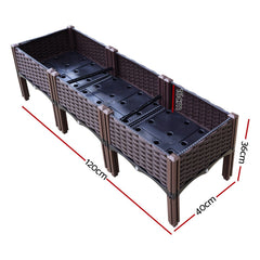 Green Fingers Garden Bed 120x40x36cm PP Planter Box Raised Container Growing Herb