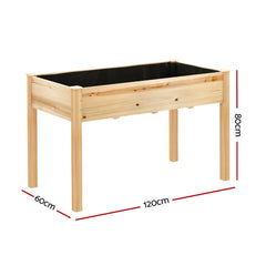 Green Fingers Raised Garden Bed 2x Elevated 120x60x80cm Wooden Planter Box Container