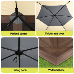 Instahut Gazebo Pop Up Tent 3.6x3.6m Outdoor Marquee Camping Screen w/Curtain Net
