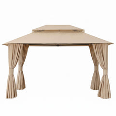 Instahut Gazebo 3x4m Canopy Outdoor Steel Frame Patio Tent Curtains Marquee Beige