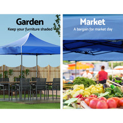 Instahut Gazebo Pop Up Marquee 3x3 Folding Tent Outdoor Camping 500D Oxford Blue